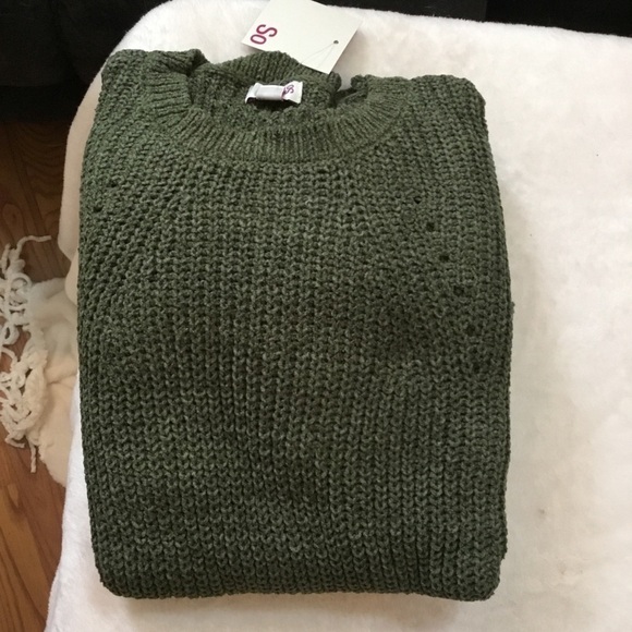 SO Matte Chenill pullover sweater XXL olive NWT - Picture 3 of 11